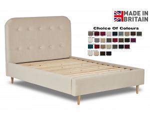 4ft Small Double Salford fabric upholstered bed frame,curved & button head end.